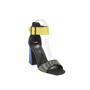 Exe Womens Leather Beaded Ankle Strap Sandal Heels Multi Colored Size 36 6